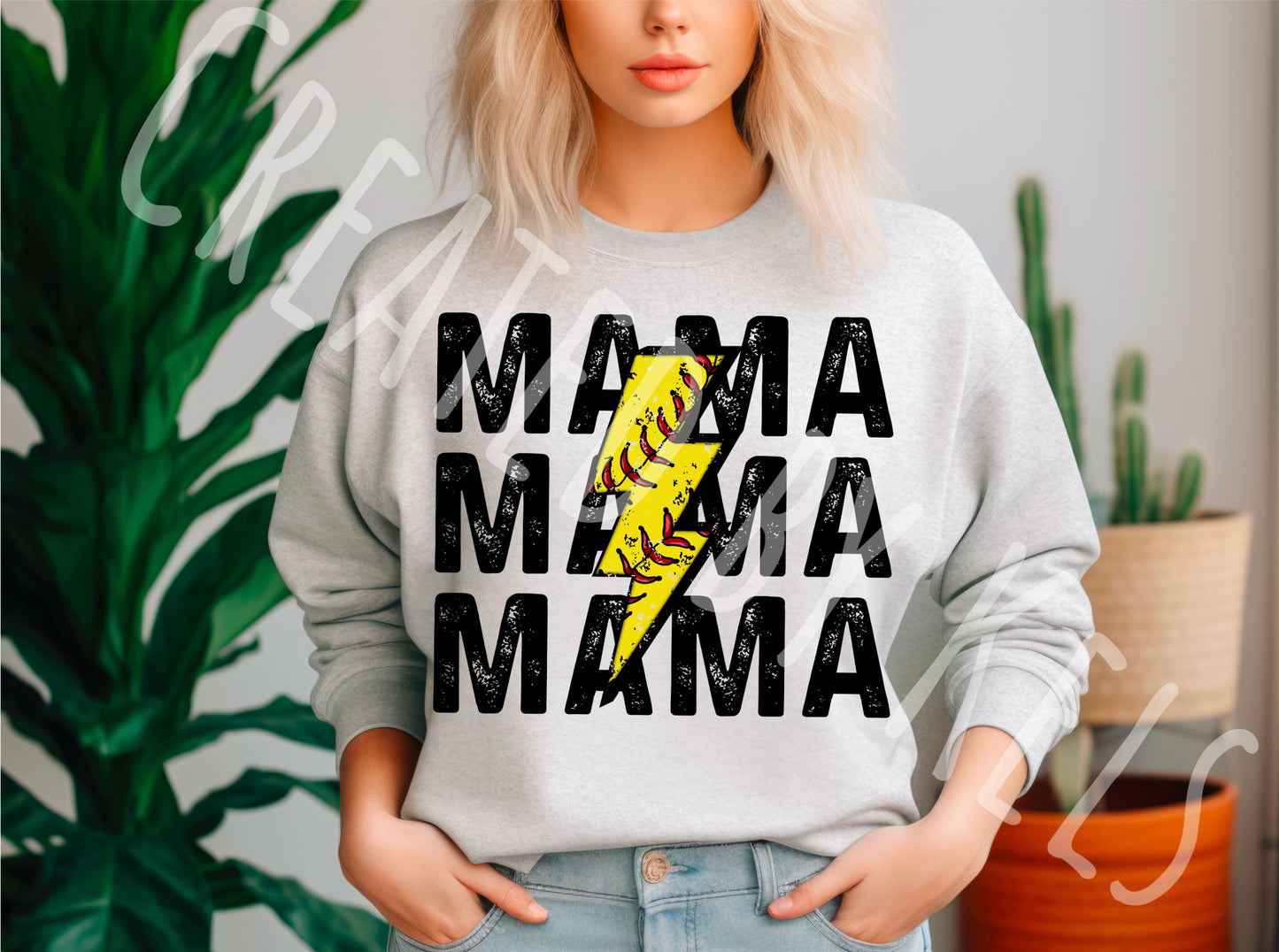 Softball mama lightning bolt