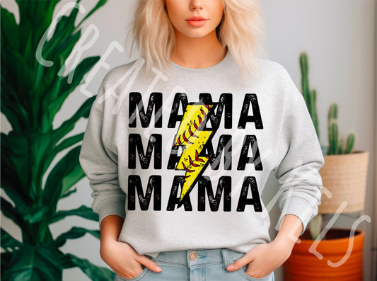 Softball mama lightning bolt