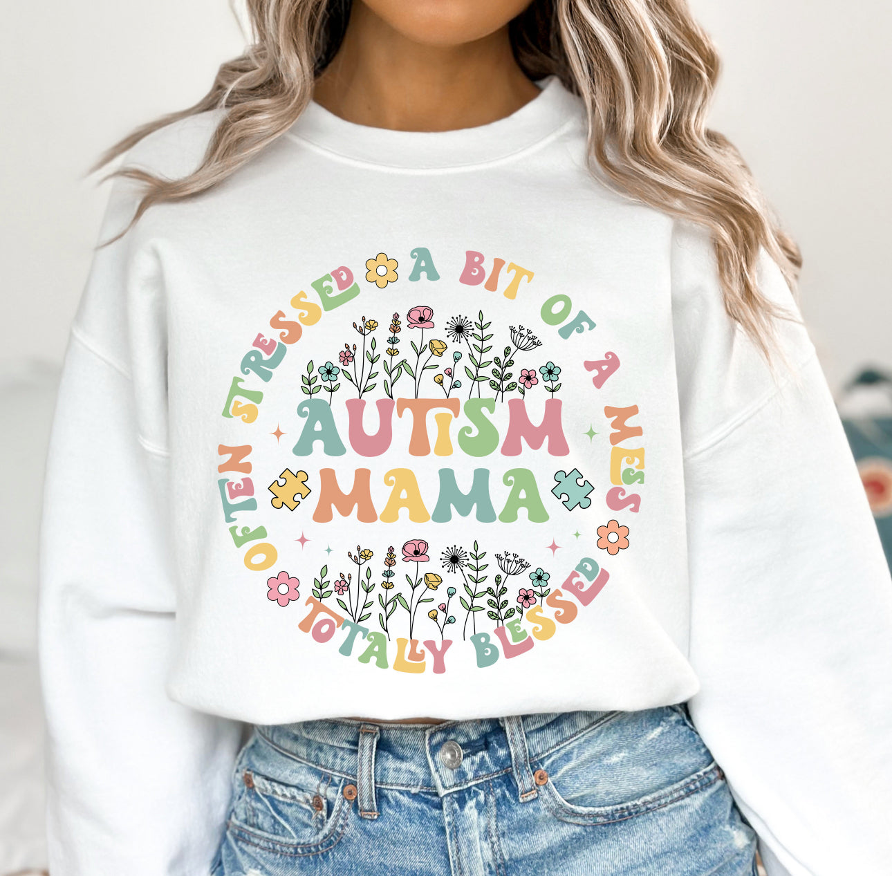 Autism mama floral