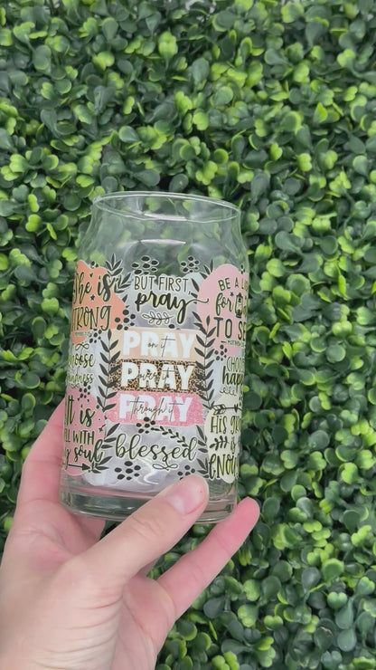 RTS glass cup “pray pray pray”